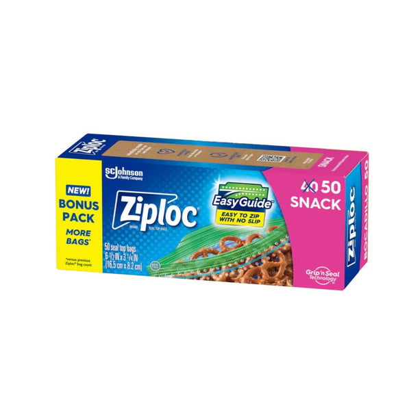 50-Pack Ziploc Snack Bags with Grip 'N Seal