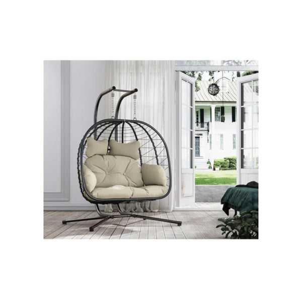 Double Wicker Swing Egg Chair