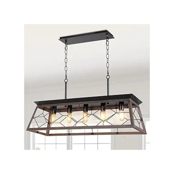5-Light Farmhouse Rustic Rectangular Island Chandelier