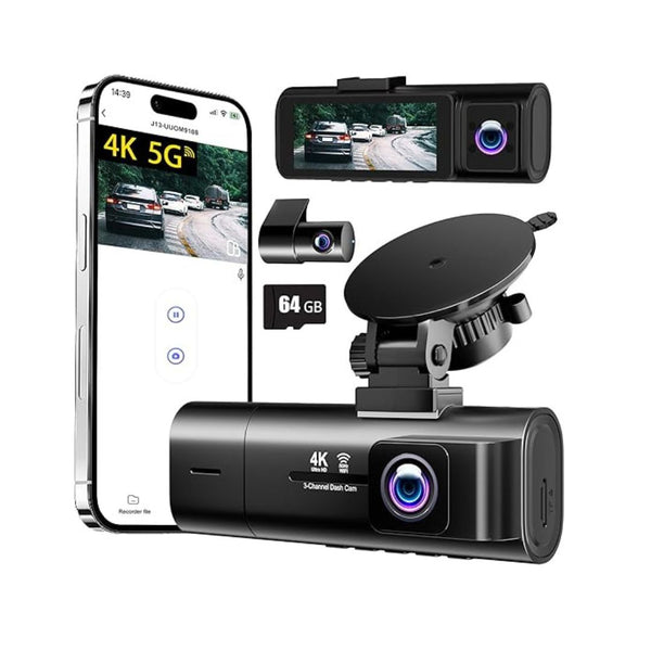 3-Channel 4K Front Rear Dash Cam
