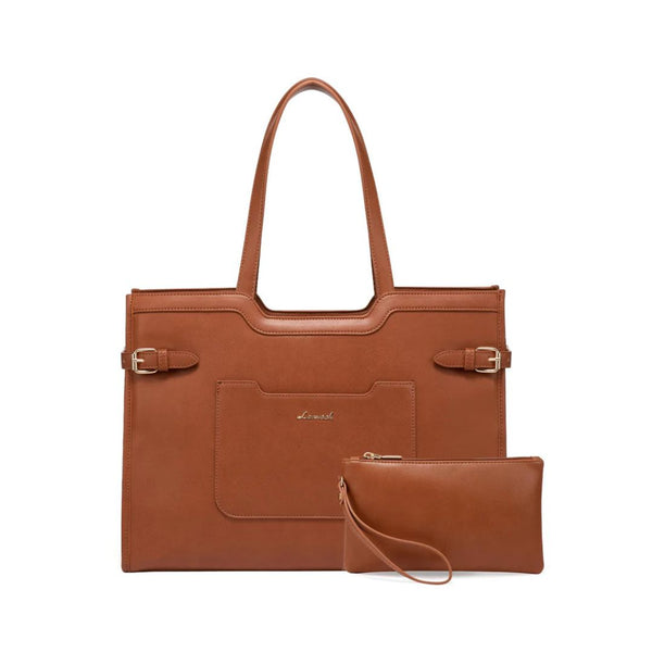 LOVEVOOK 15.6 Inch Leather Laptop Tote Bag