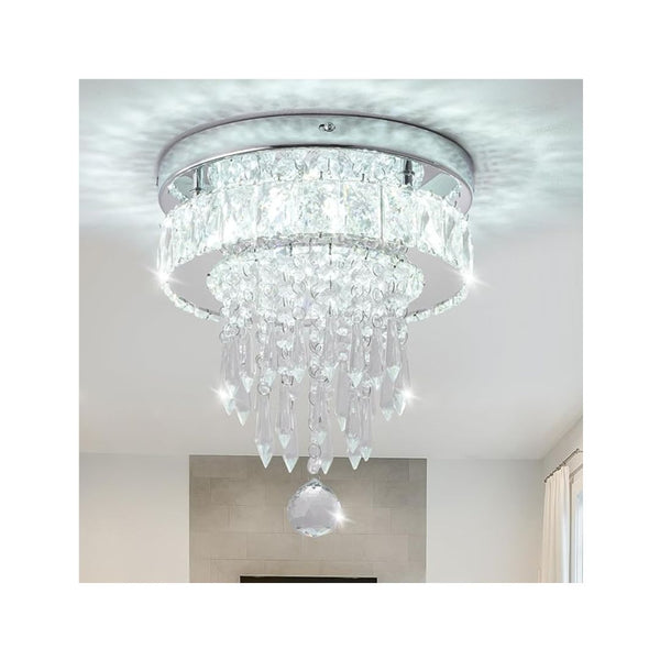 Small Flush Mount LED Crystal Chandelier