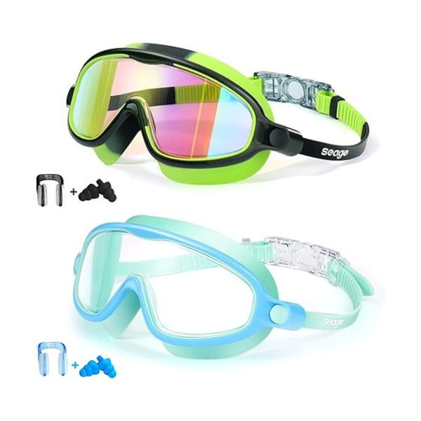 2-Pack Seago Swim Goggles Anti-Fog Anti-UV Wide View for Kids