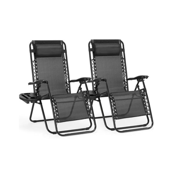 2 Zero Gravity Lounge Chairs with Drink Trays