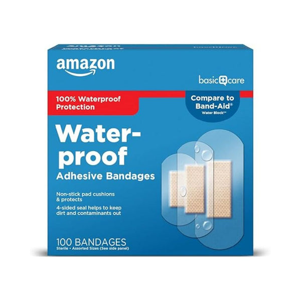 100 Amazon Basic Care Waterproof Assorted Bandages