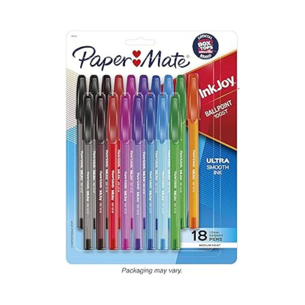 18-Count Paper Mate InkJoy 100ST Ballpoint Pens, Medium Point