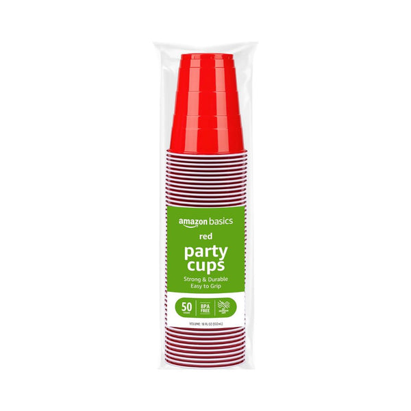 50-Count Amazon Basics Disposable Plastic Party Cups