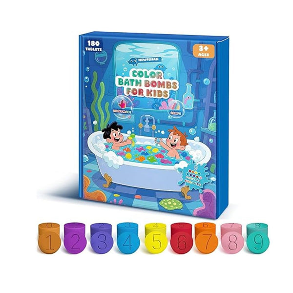 Bath Bombs for Kids - 180 Mini Color Tablets in 9 Bright Colors