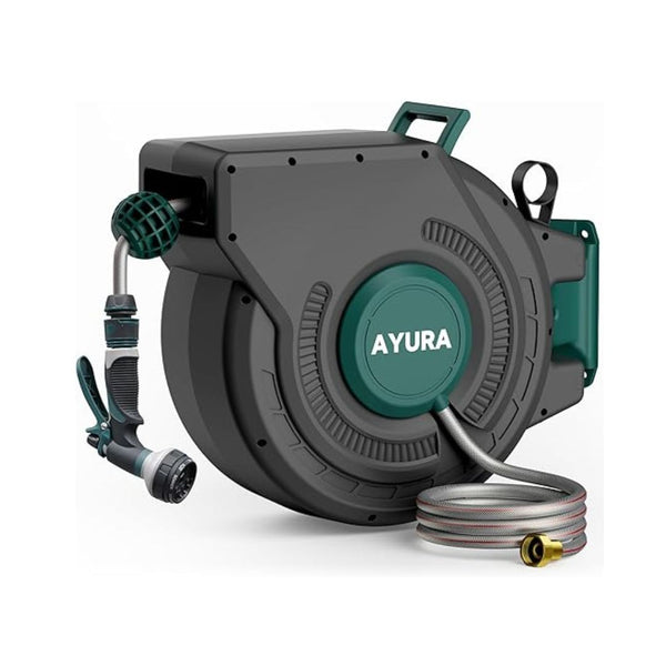 100 ft Retractable Garden Hose Reel, Heavy Duty