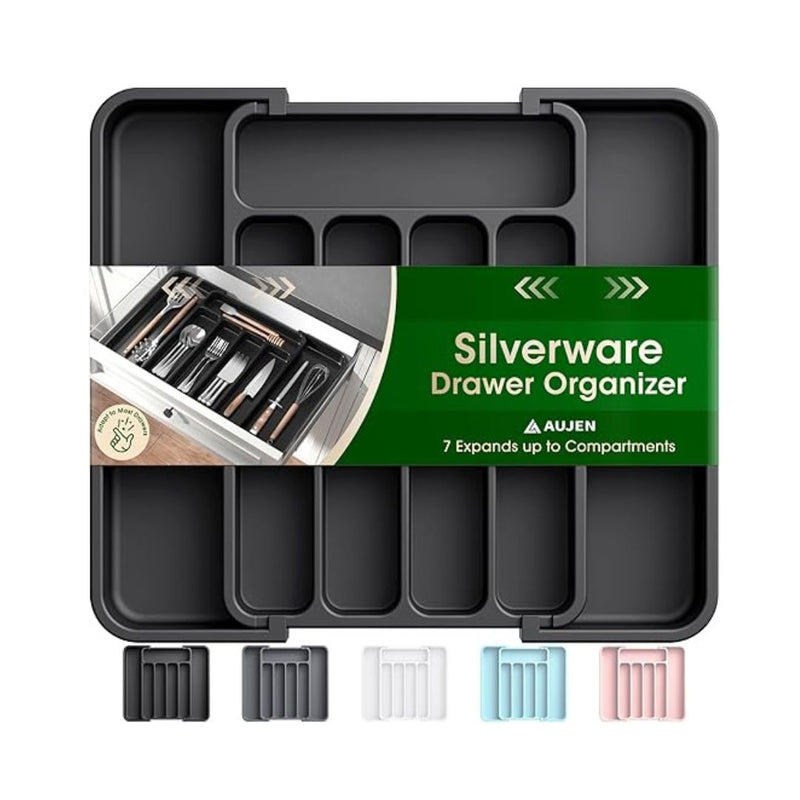 Aujen Silverware Organizer - Expandable Kitchen Drawer Organizer