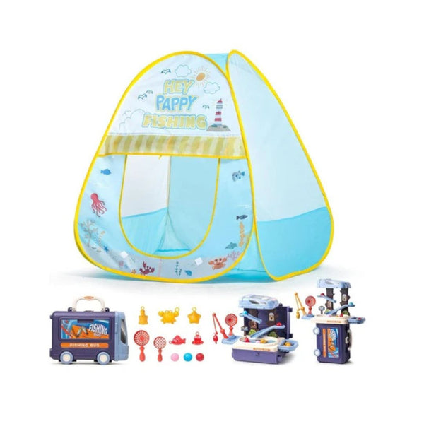 Kids Pop-Up Fishing Shop Tent with Toy Set