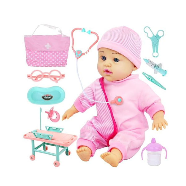 Talking Baby Doll with Toy Doctor Kit for Kids