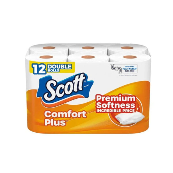 12 Double Rolls Scott ComfortPlus Toilet Paper