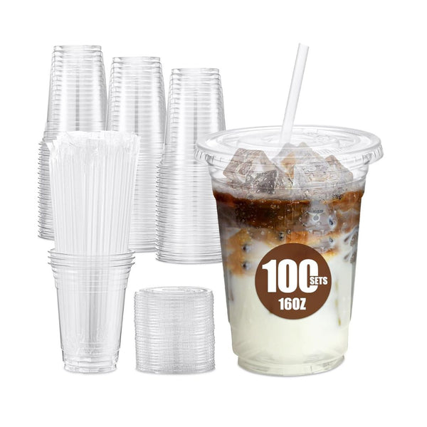 100-Set Plastic Iced Coffee Cups