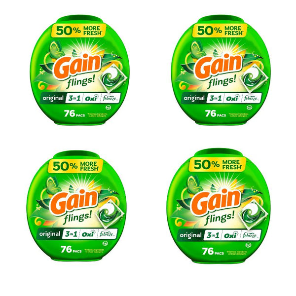 4-Packs Of Gain Flings Laundry Detergent Pacs