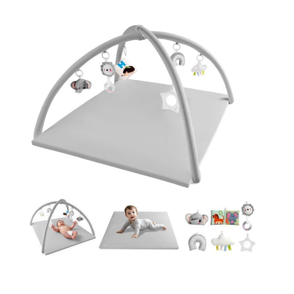 Baby Play Gym with Soft Foam Mat with 6 Sensory Toys