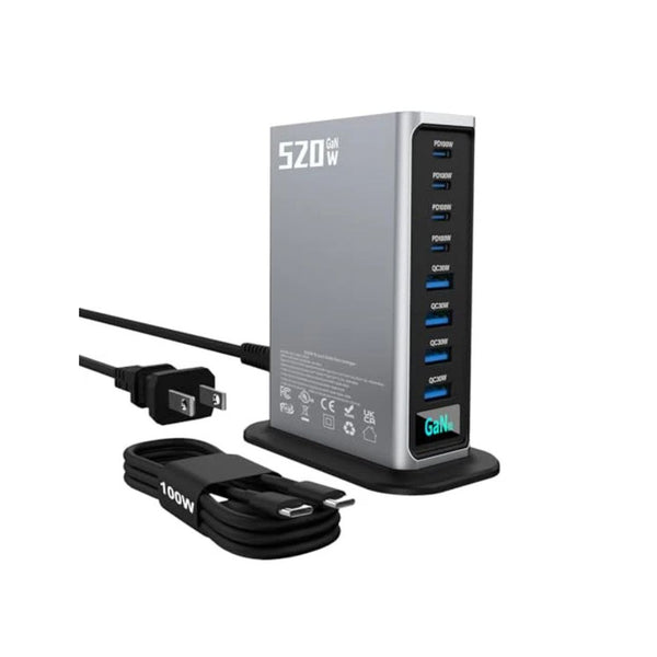 520W 8-Port USB C GaN Fast Charging Station