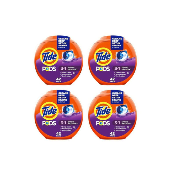 4 Pack 42 Count Tide PODS 3-in-1 Laundry Detergent
