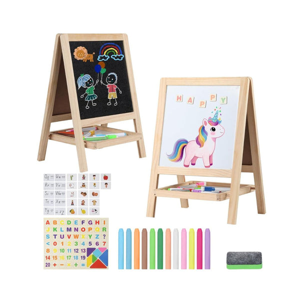 4-in-1 Kids Tabletop Wooden Art Painting Easel