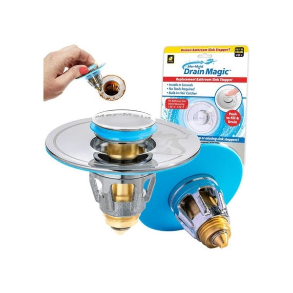 Mer-Maid Drain Magic Bathroom Sink Stopper & Hair Catcher