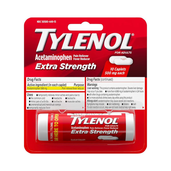 10-Count Tylenol Extra Strength 500 mg Acetaminophen Caplets