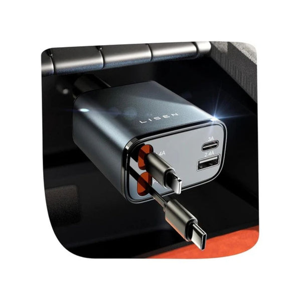 LISEN 69W Retractable USB-C Car Fast Charger