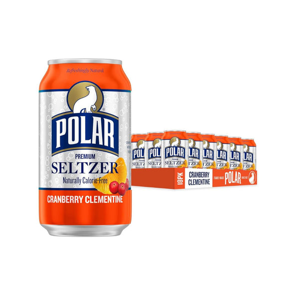 18-Pack Polar Seltzer Water Cranberry Clementine