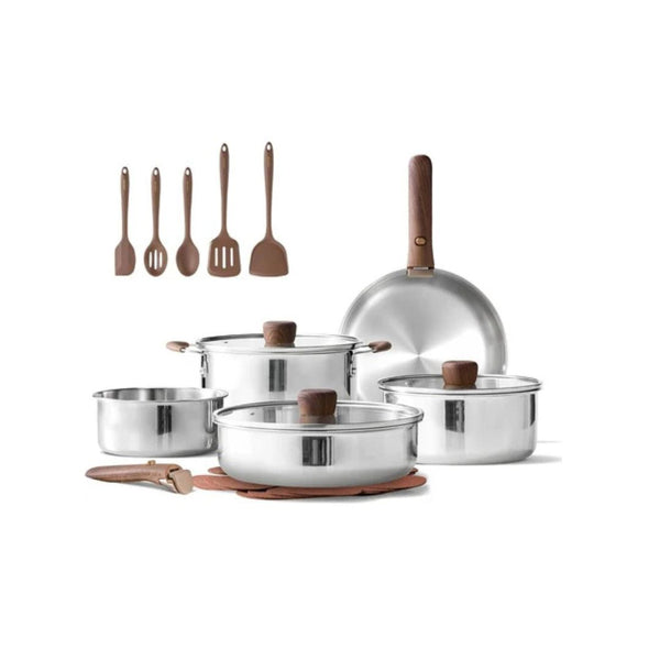 19-Piece Carote Stainless Steel Cookware Set with Detachable Handles