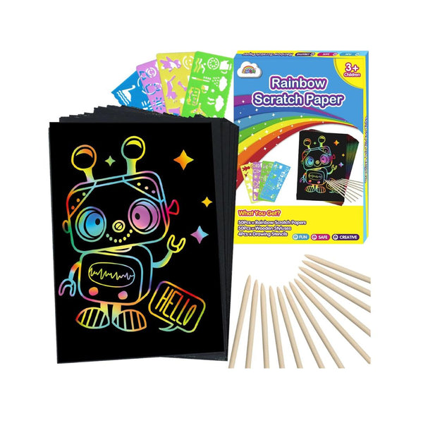100-Piece Rainbow Scratch Paper Art
