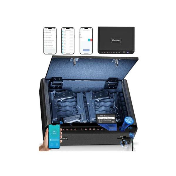 Smart Biometric Gun Safe with Keypad, App & Security Cable