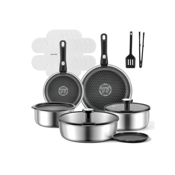 18 Piece Tri-Ply Stainless Steel Nonstick Cookware Set