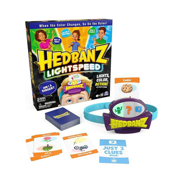 Hedbanz Lightspeed Game with Lights & Sounds Family Card Game