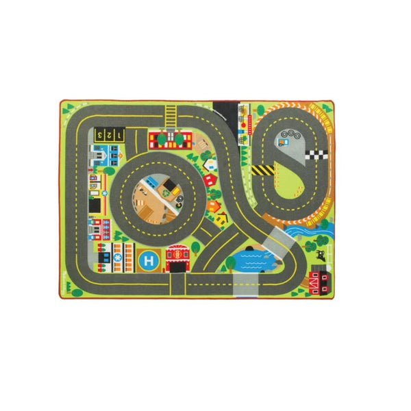 Melissa & Doug Jumbo Roadway Activity Rug, 4 Wooden Traffic Signs