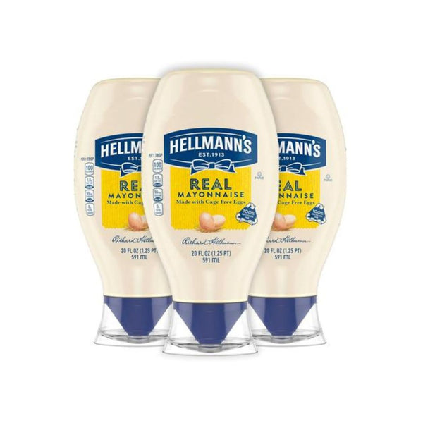 3-Pack Squeeze Bottles Of Hellmann's Real Mayonnaise