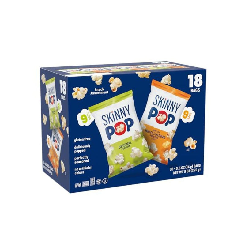 18-Pack SkinnyPop White Original And Cheddar Cheese Popcorn