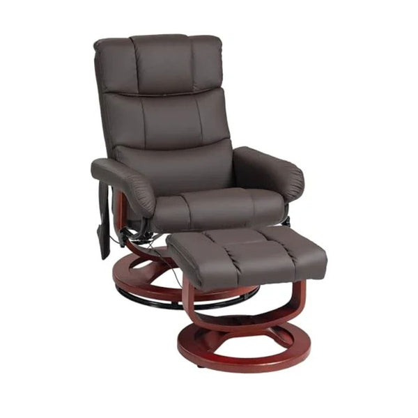Leather Massage Swivel Recliner with Ottoman and Remote