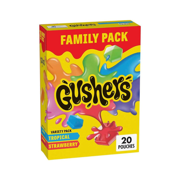 Gushers Fruit Snacks, Tropical & Strawberry Flavors, 20-Pouch Family Pack
