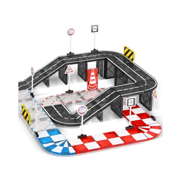 Magnetic Tiles Road Set & Racing Track Expansion Pack