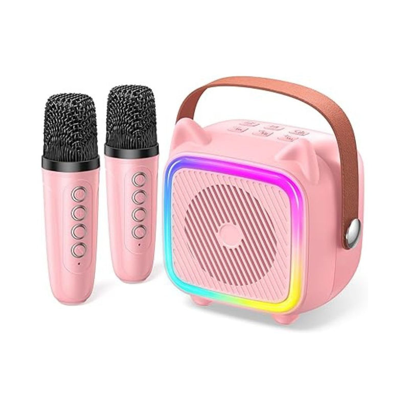 Mini Karaoke Machine with 2 Wireless Microphones