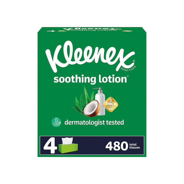 12 Boxes of 120-Count Kleenex 3-Ply Soothing Lotion Facial Tissues