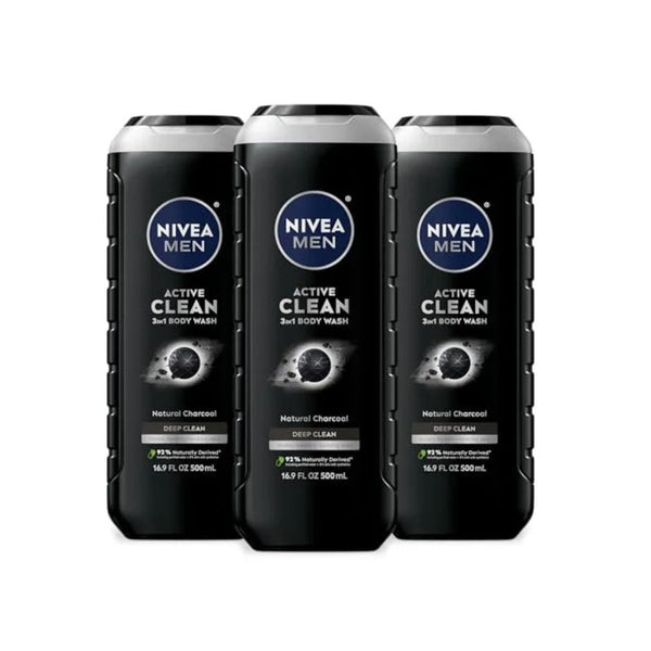 3 Pack NIVEA MEN Active Clean Body Wash