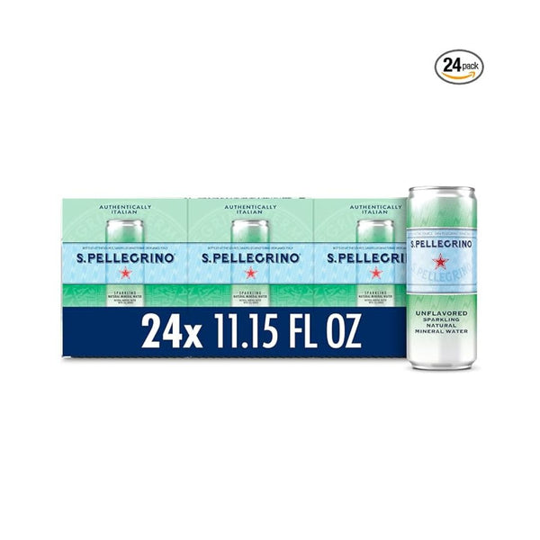24-Pack S.Pellegrino Sparkling Natural Mineral Water, Unflavored