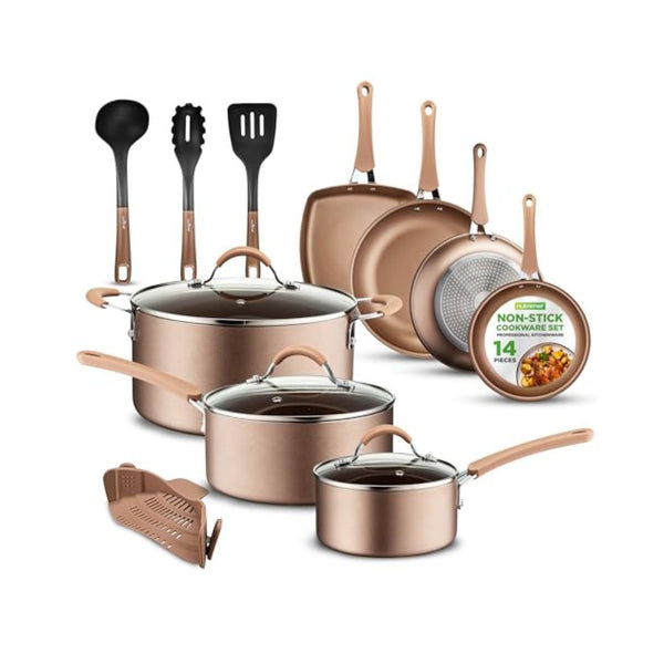 14 Piece Nonstick Cookware Set with Pots and Pans