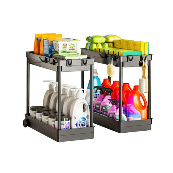 2 Under Sink Organizers with Hooks