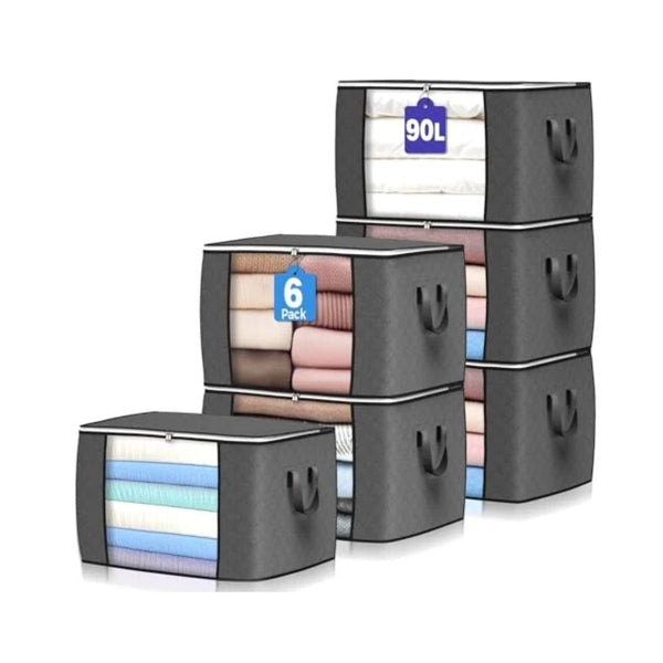 6 Pack Large 90L Storage Bags