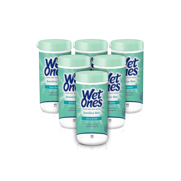 6-Pack 40 Wet Ones Sensitive Skin Hand & Face Wipes