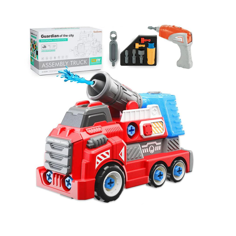 Fire Rescue Toy Truck with Electric Drill Set