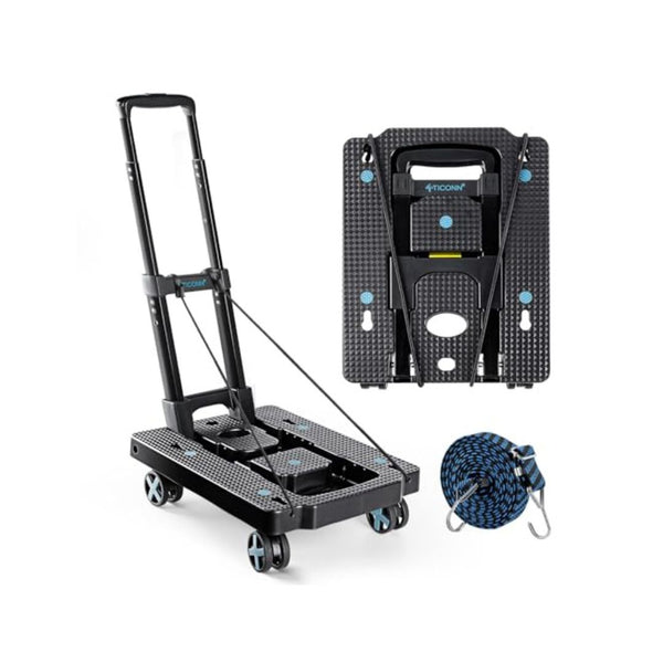 Folding Portable Dolly Cart, 4-Wheel, 110 lbs Capacity