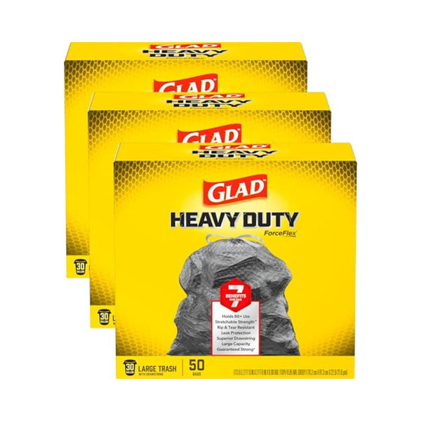 3 Pack Glad ForceFlex Heavy Duty 30 Gal Trash Bags