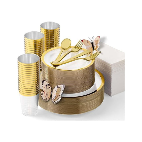 400-Piece Clear Gold Dinnerware Set